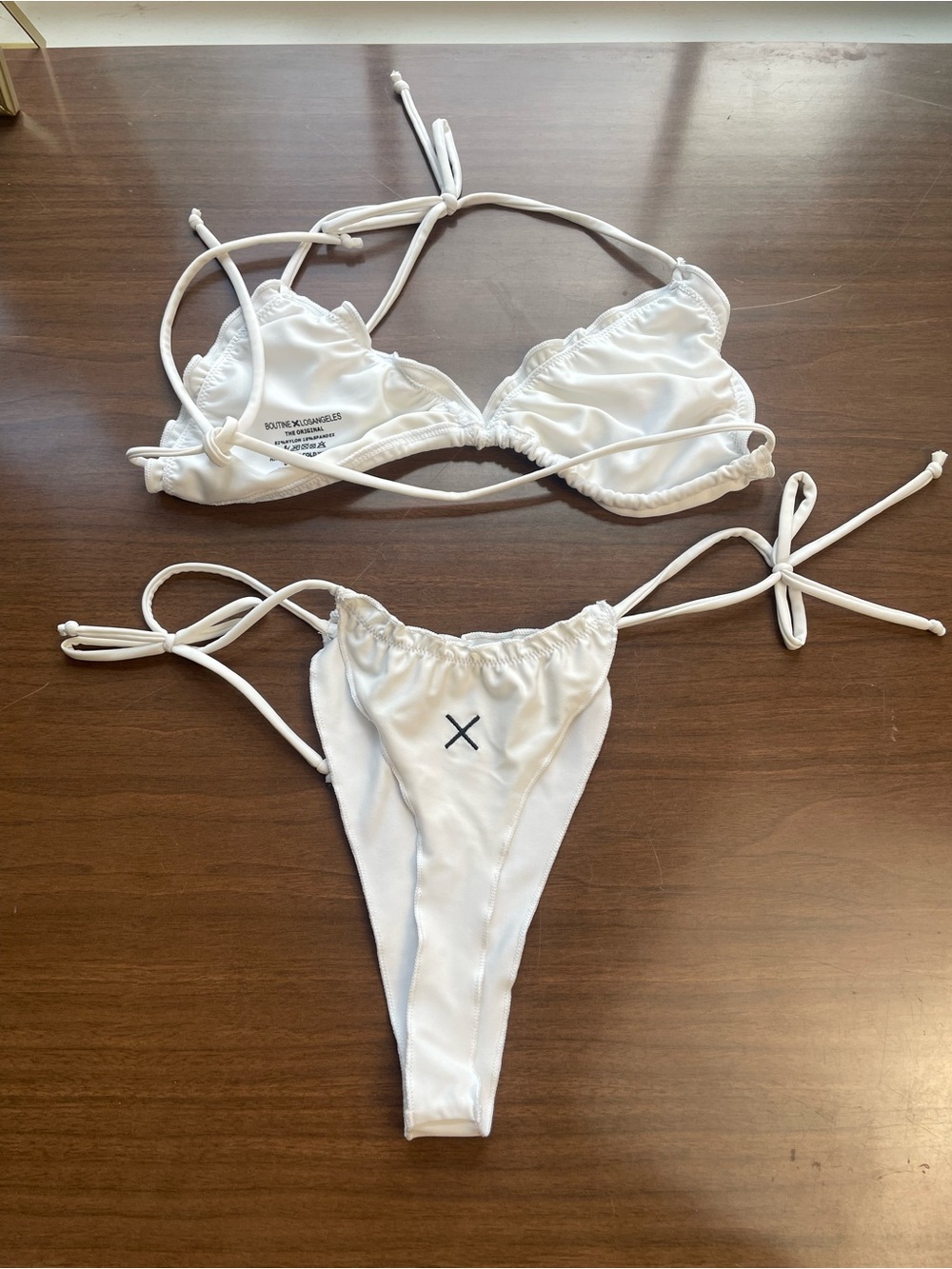 Boutine LA White String Triangle Bikini Set - Picture 2 of 6